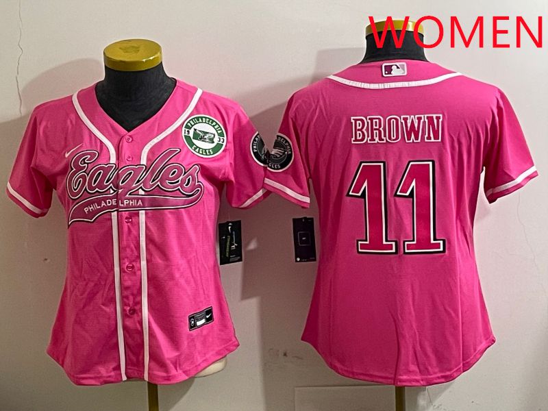 Women Philadelphia Eagles #11 Brown Pink Jointly Name 2025 Nike Limited NFL Jersey style 5